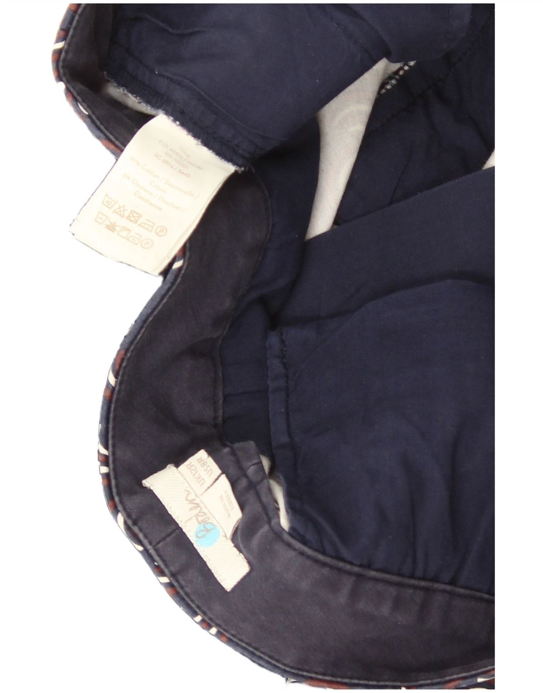 Pantaloni chino cu model abstract Boden pentru femei UK 12 Medium L30 L27 Bleumarin