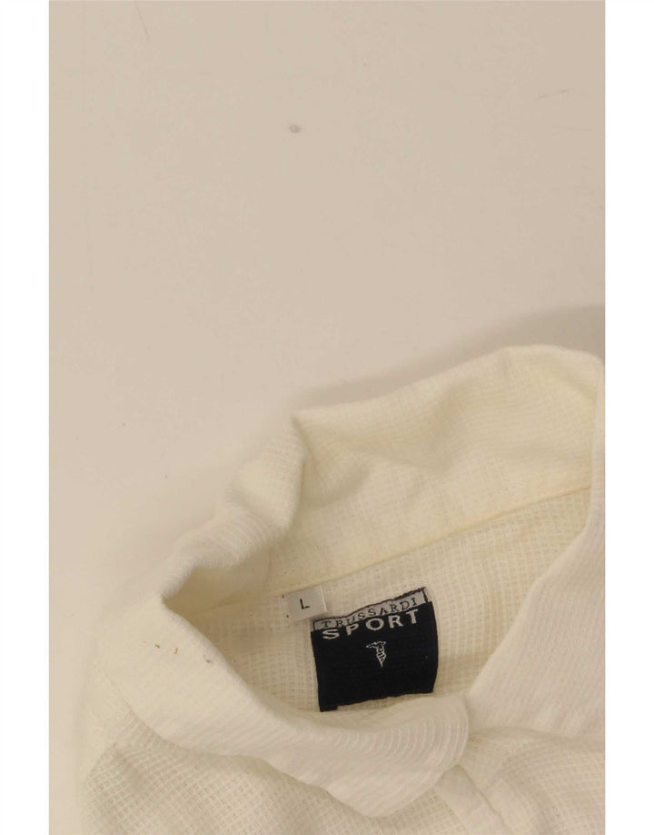 Cămașă pentru bărbați Trussardi cu mânecă 3/4, mare, albă