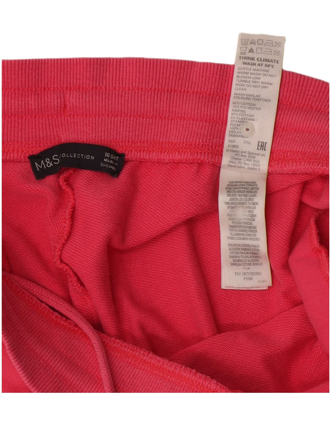 MARKS & SPENCER Pantaloni de trening pentru femei Joggeri UK 16 Bumbac roz mare