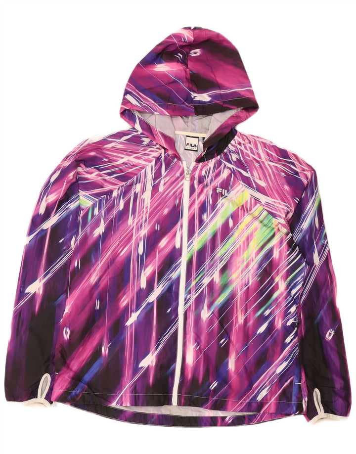 Jachetă de ploaie cu glugă Fila pentru femei UK 16, mare, multicolor, poliester cu dungi
