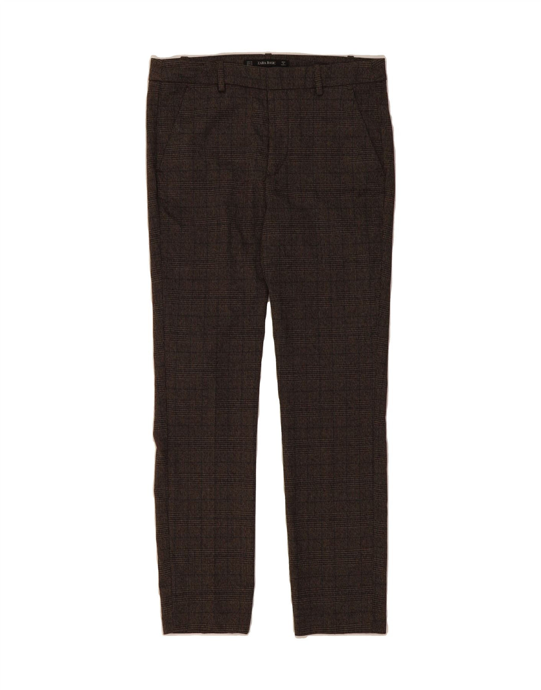 ZARA Womens Slim Suit Trousers XS W25 L27 Brown Check Polyester Vintage Zara and Second-Hand Zara from Messina Hembry 