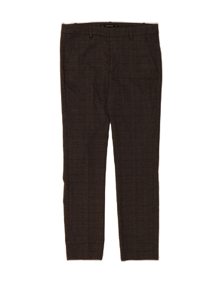 ZARA Womens Slim Suit Trousers XS W25 L27 Brown Check Polyester Vintage Zara and Second-Hand Zara from Messina Hembry 