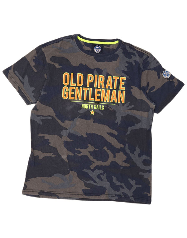 Tricou grafic pentru bărbați North Sails Top XL, bumbac, camuflat, albastru