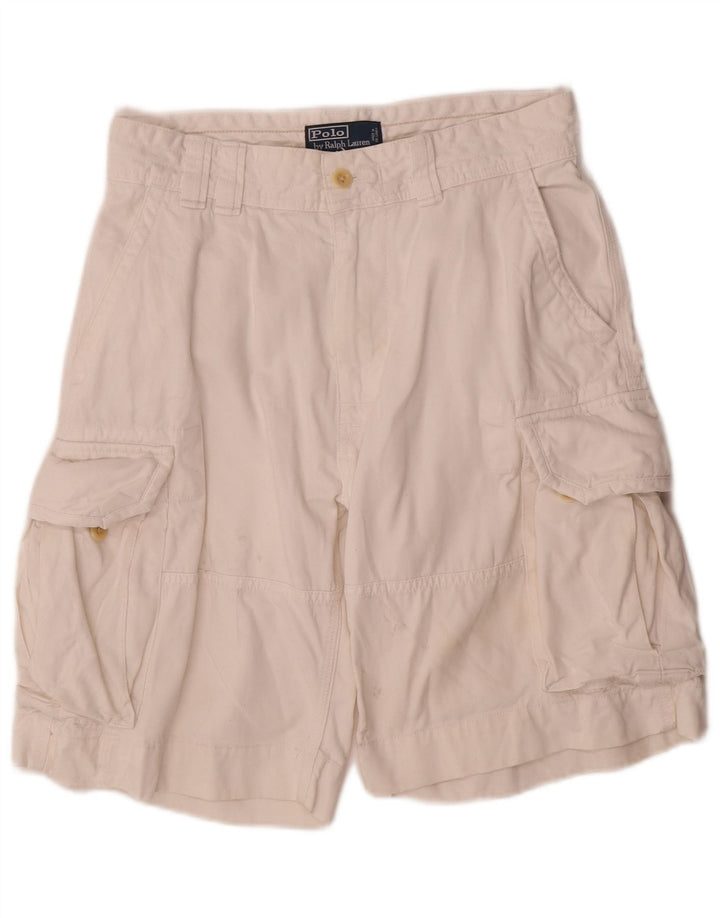 Pantaloni scurți cargo pentru bărbați Polo Ralph Lauren W30, bumbac alb mediu
