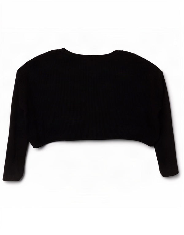 Zara Womens Crop Oversized Boat Neck Jumper Sweater UK 14 Medium Black