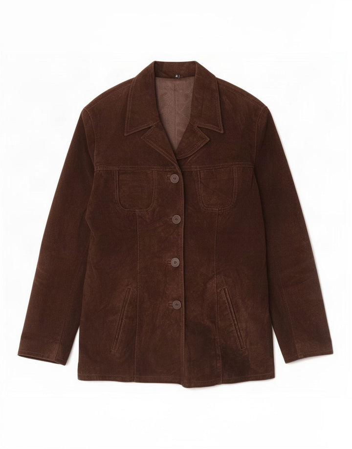 Jachetă vintage de piele intoarsa pentru femei UK 18 XL maro