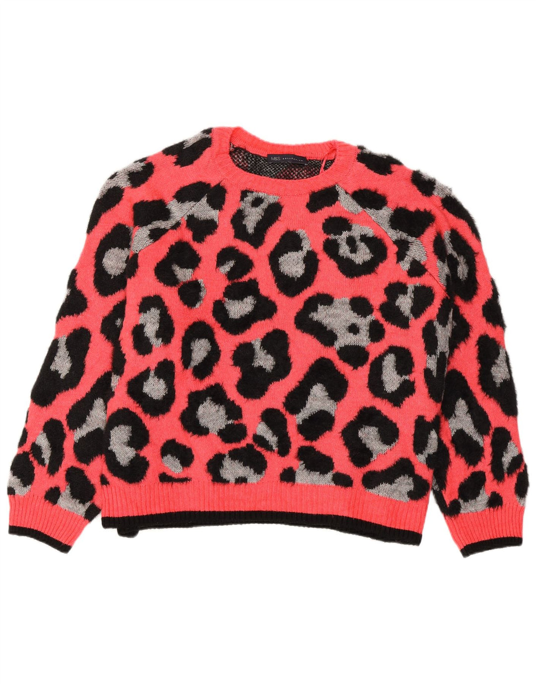 MARKS & SPENCER Pulover cu decolteu rotund pentru femei UK 18 XL roz animal print