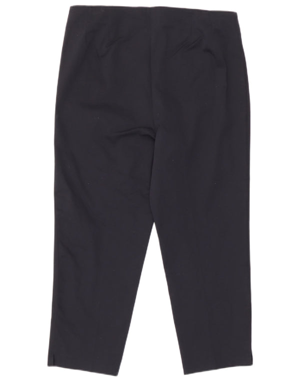 Marks & Spencer Womens Cropped Trousers UK 12 Medium W30 L22 Navy Blue