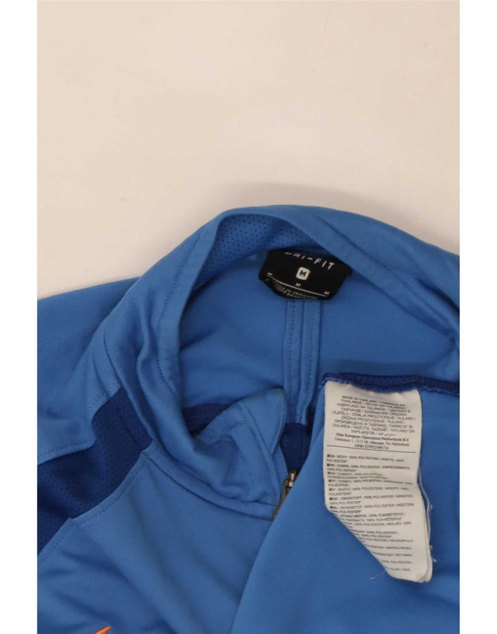 Top de trening pentru bărbați Dri Fit, cu fermoar și gât, la culoare, albastru mediu