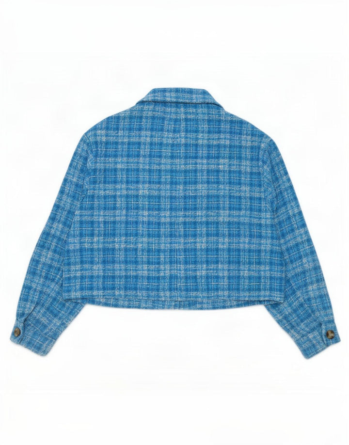 Bomber pentru femei Zara UK 18 XL, albastru, poliester în carouri