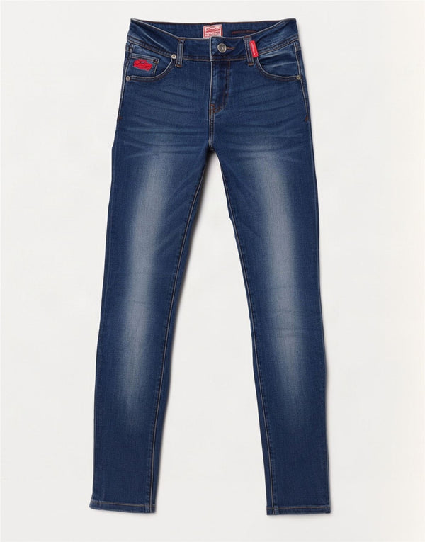 Blugi Superdry pentru femei Rosefill Super Skinny W30 L32 Bumbac albastru
