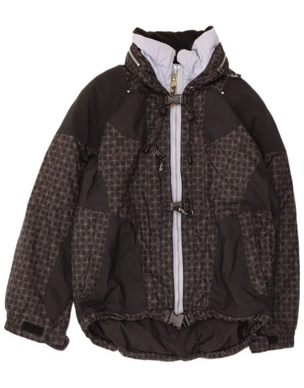 Jachetă de schi cu glugă supradimensionată pentru femei FILA US 6 Medium Black Geometric