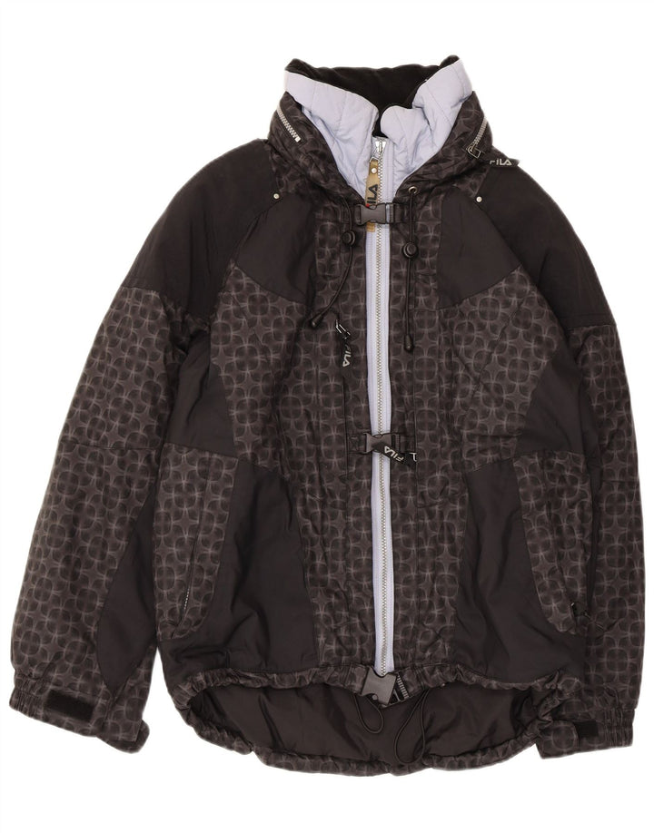 Jachetă de schi cu glugă supradimensionată pentru femei FILA US 6 Medium Black Geometric