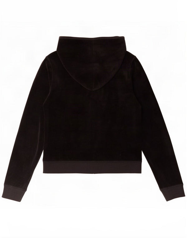 Juicy Couture Pulover din catifea cu fermoar pentru femei UK 14, mare, negru, bumbac