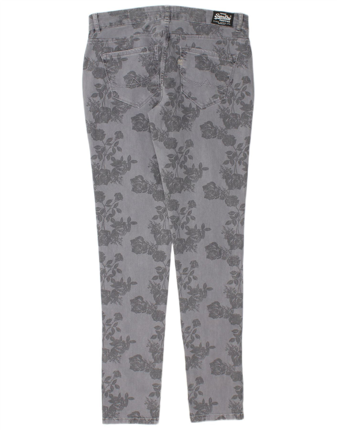 Blugi skinny standard pentru femei SUPERDRY W30 L32 bumbac floral albastru