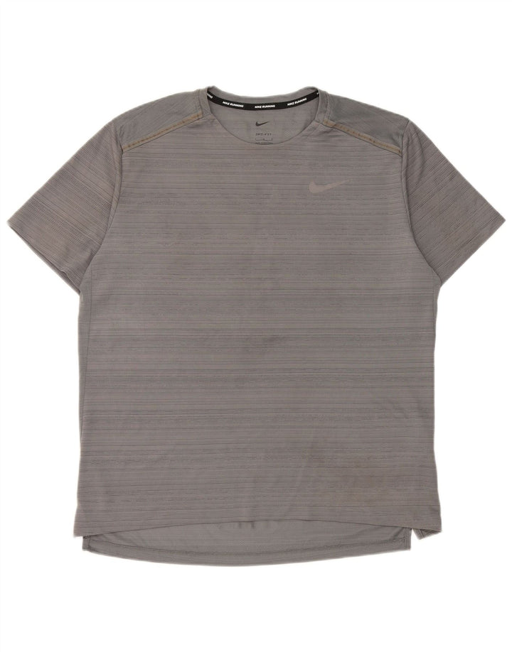 Tricou pentru bărbați Nike Dri Fit Top mare, gri, poliester cu dungi