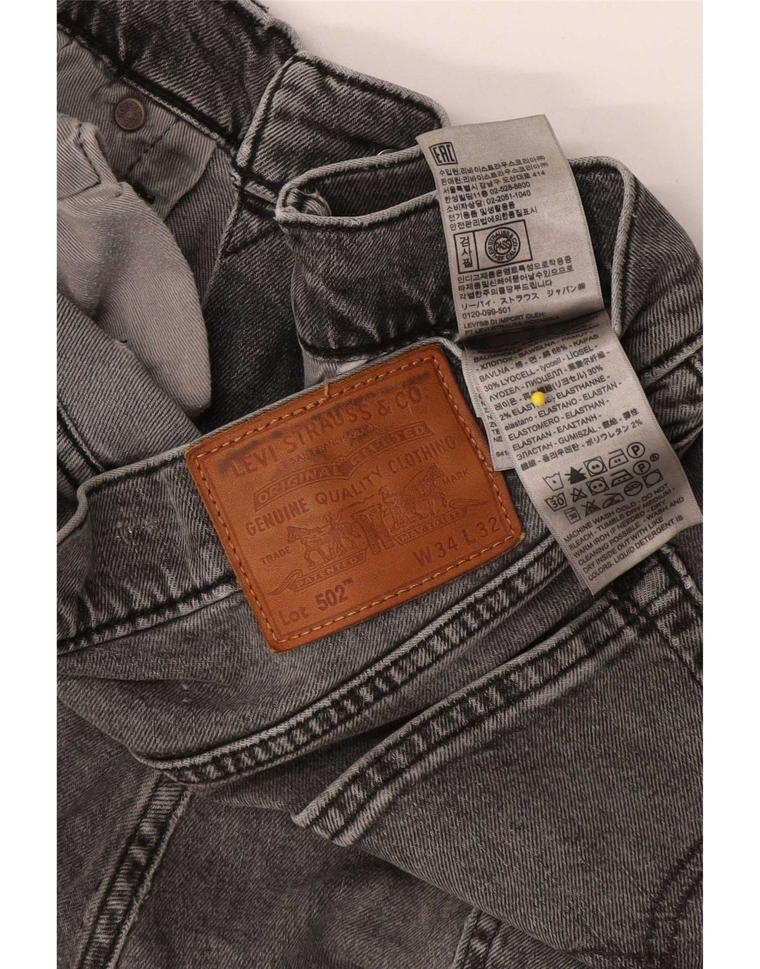 Blugi conici pentru bărbați Levi's 502 W34 L32 bumbac gri