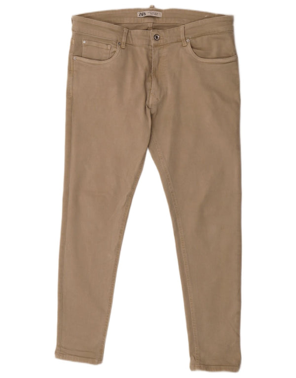 Blugi skinny pentru bărbați Zara cu talie joasă EU 46 XL W36 L28 bumbac bej
