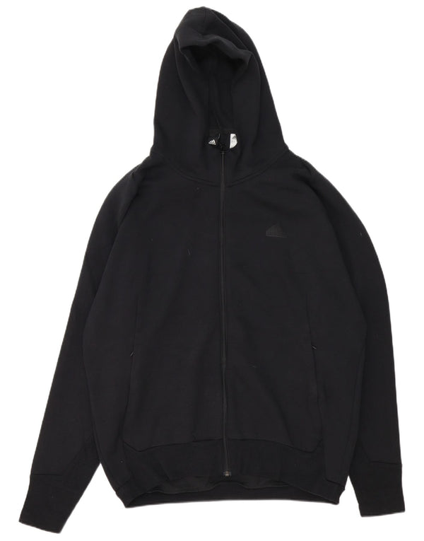 Pulover Adidas pentru bărbați, cu fermoar, bumbac mare, negru