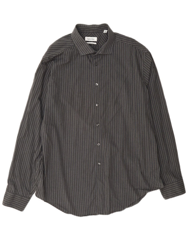 Cămașă pentru bărbați Calvin Klein Slim Fit Mărimea 17 XL Bumbac cu carouri gri