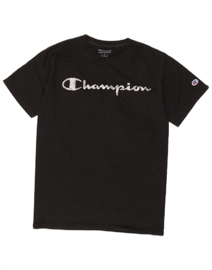 CHAMPION Mens Graphic T-Shirt Top Small Black Cotton