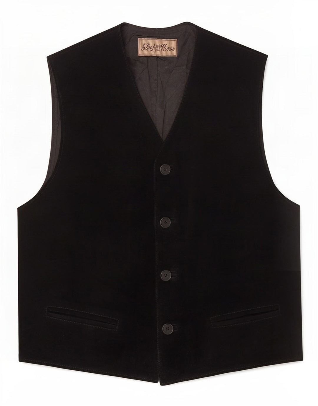 Vestă vintage pentru bărbați din piele intoarsa XL din piele neagra