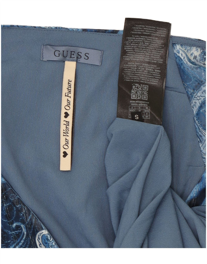 Rochie asimetrică Wrap GUESS pentru femei UK 10 Small Blue Paisley Poliester