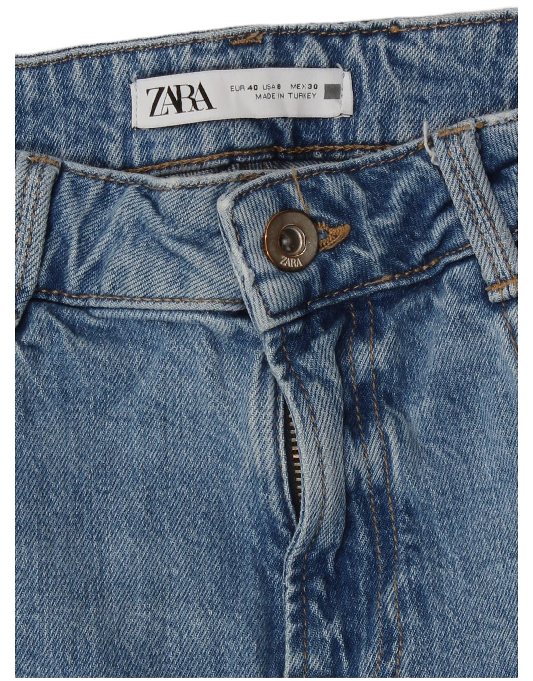 Blugi drepți cu talie mare pentru femei Zara EU 40 Medium W30 L27 Albastru
