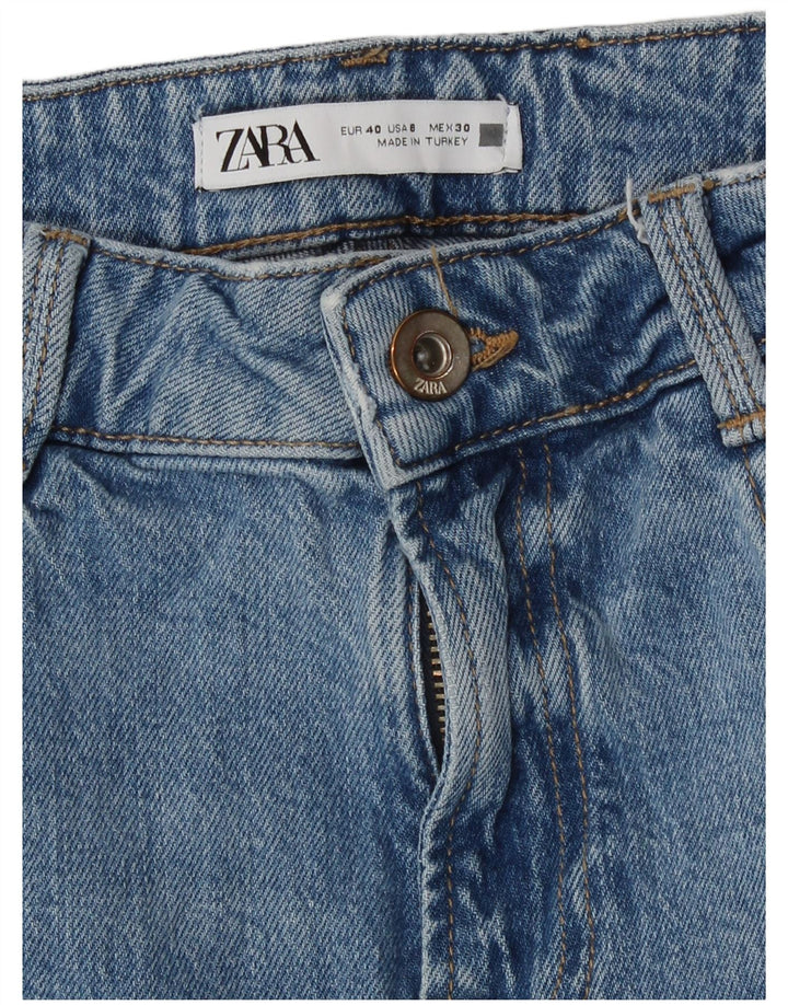 Blugi drepți cu talie mare pentru femei Zara EU 40 Medium W30 L27 Albastru