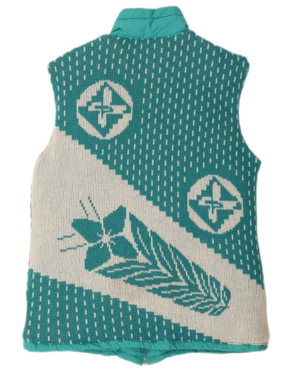Gilet vintage pentru bărbați, căptușit, reversibil, UK 38 Medium Turcoaz Floral