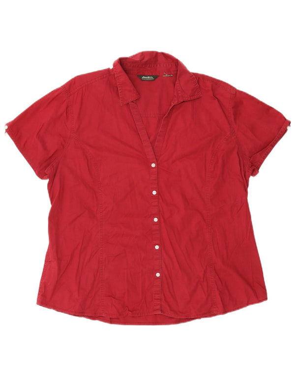 Cămașă cu mânecă scurtă pentru femei EDDIE BAUER UK 18 XL bumbac burgundy
