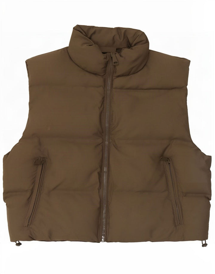 Gilet căptușit pentru femei Zara UK 14 Medium Kaki Poliester