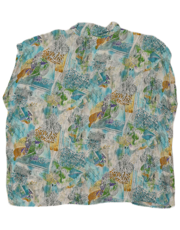 Bluză cămașă supradimensionată fără mâneci pentru femei Vintage IT 50 XL Albastru Floral