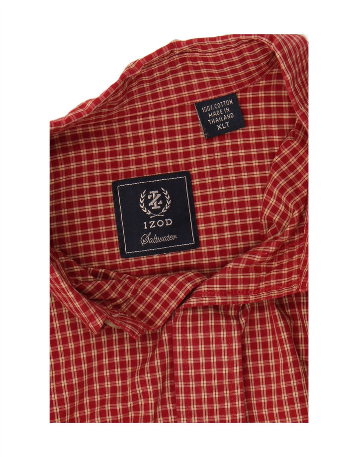 IZOD Mens Tall Flannel Shirt XL Red Check Cotton Vintage Izod and Second-Hand Izod from Messina Hembry 