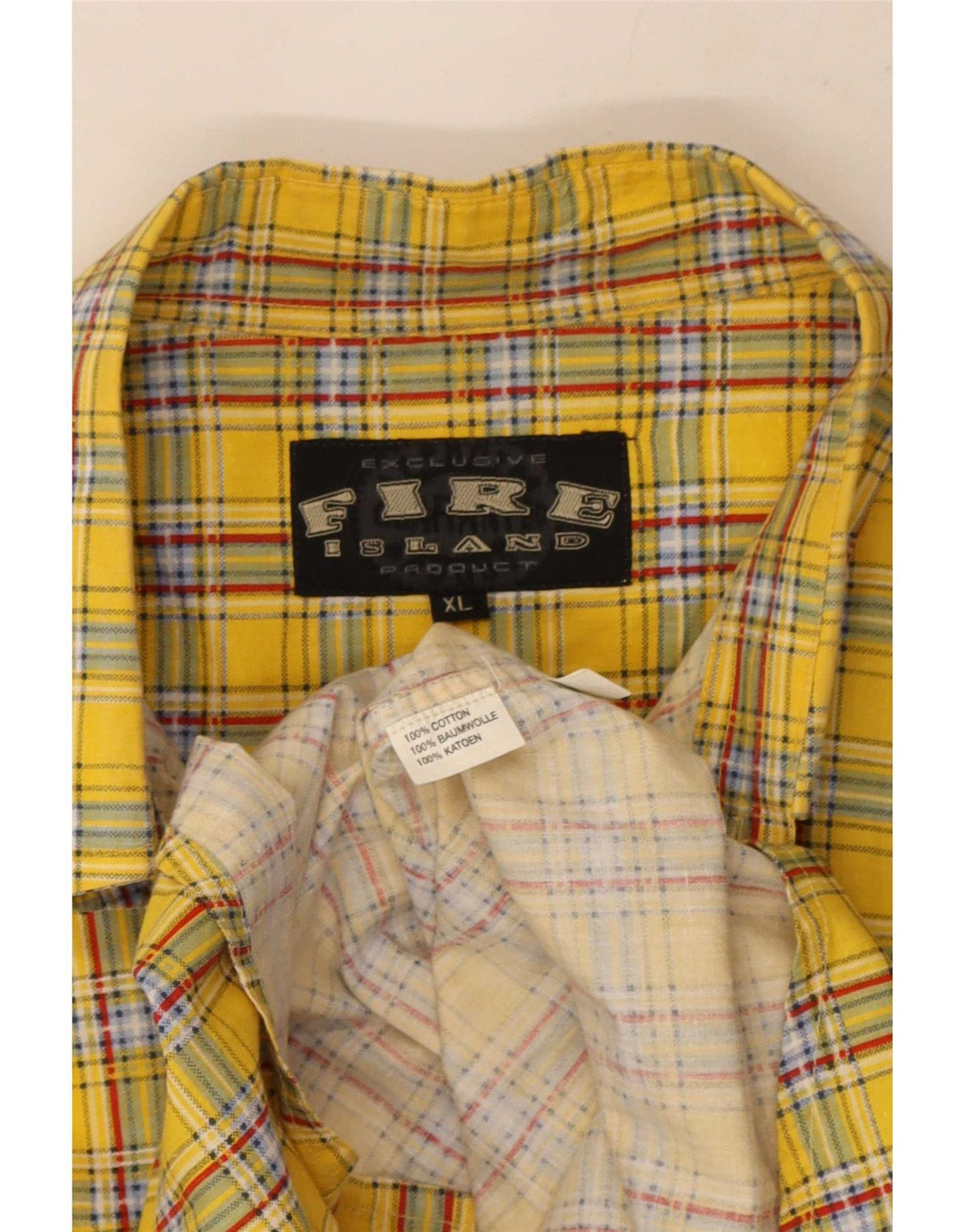 Cămașă Vintage pentru bărbați XL, bumbac cu carouri galbene