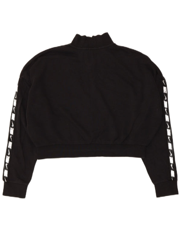 Pulover pentru femei Nike Crop oversized cu fermoar și gât, UK 16, mare, negru