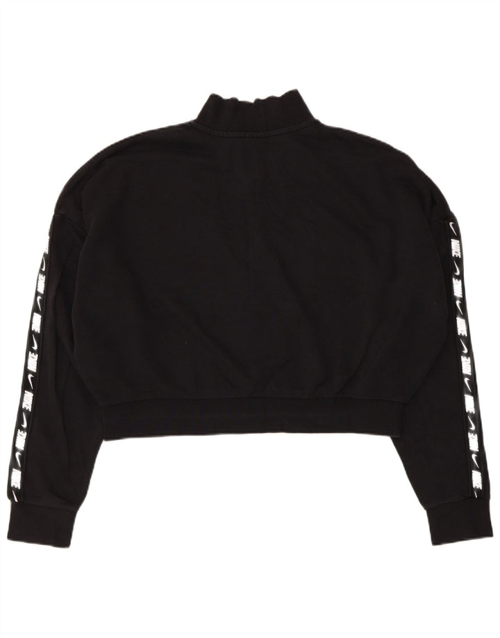 Pulover pentru femei Nike Crop oversized cu fermoar și gât, UK 16, mare, negru