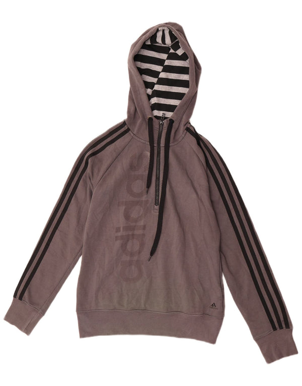 Adidas Climalite Graphic Hoodie Pulover UK 4/6 XS Gri Bumbac