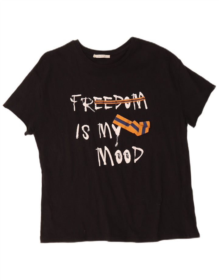 Tricou cu grafic Trafaluc Zara pentru femei Top Medium Negru