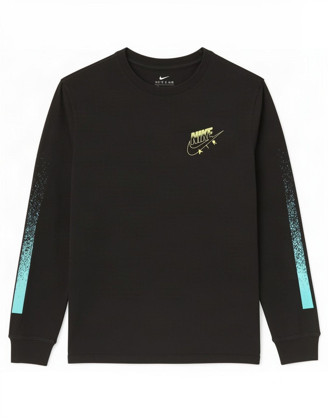 Top grafic Nike cu mânecă lungă, mare, negru, colorblock