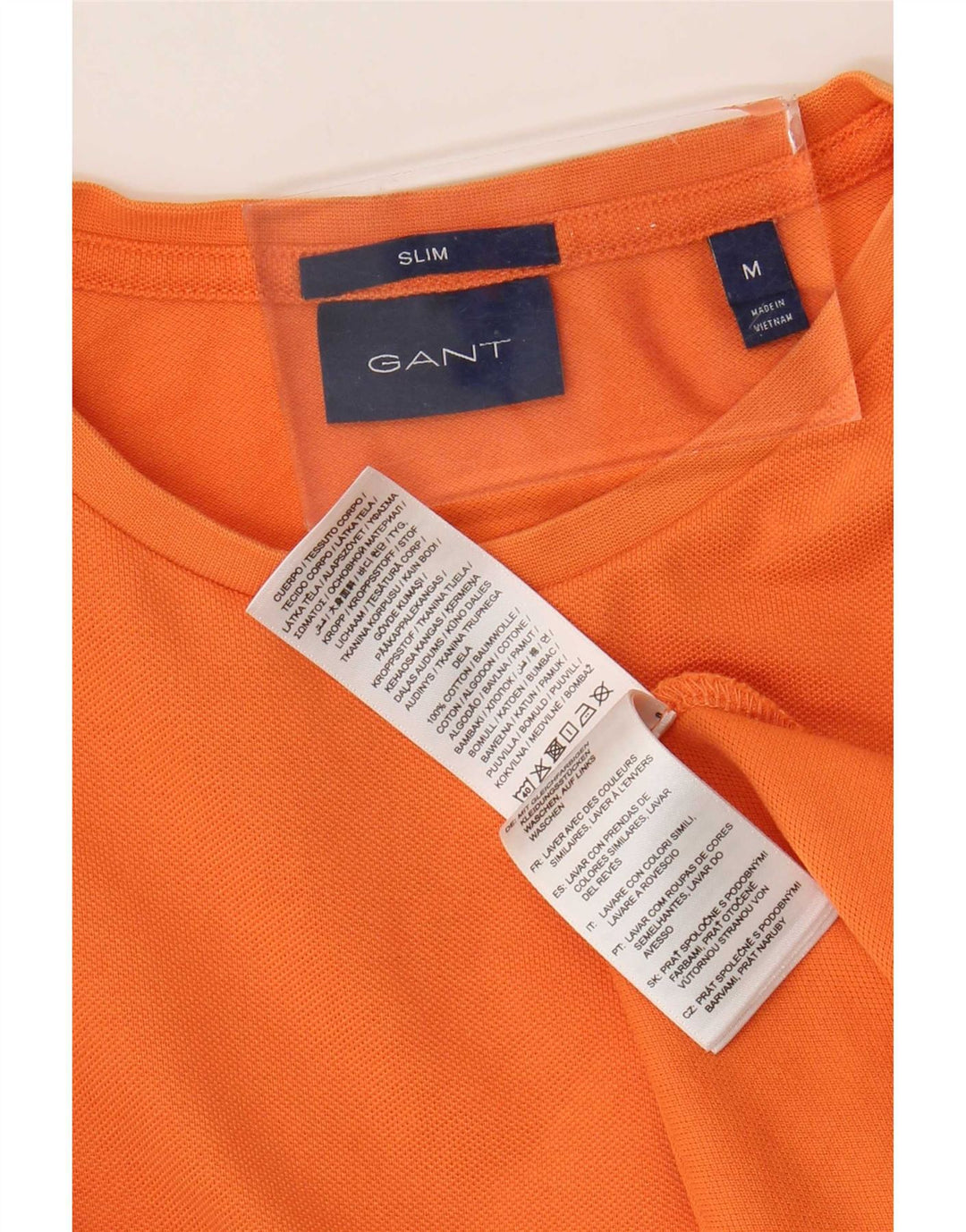 Tricou pentru bărbați Gant Slim Fit Top din bumbac portocaliu mediu