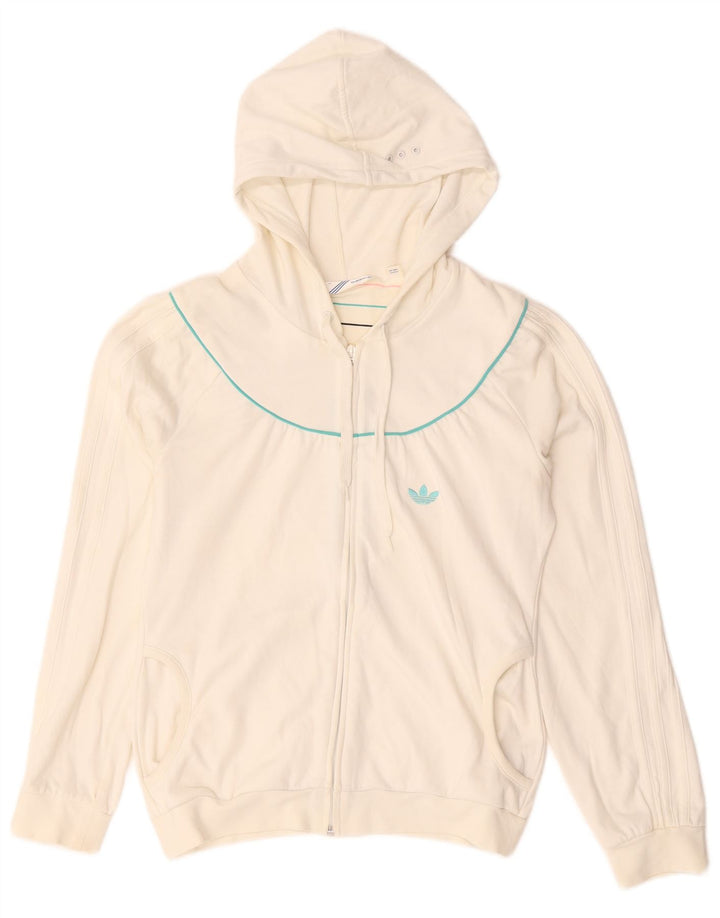 Pulover Adidas pentru femei, cu fermoar, IT 44, bumbac alb mediu