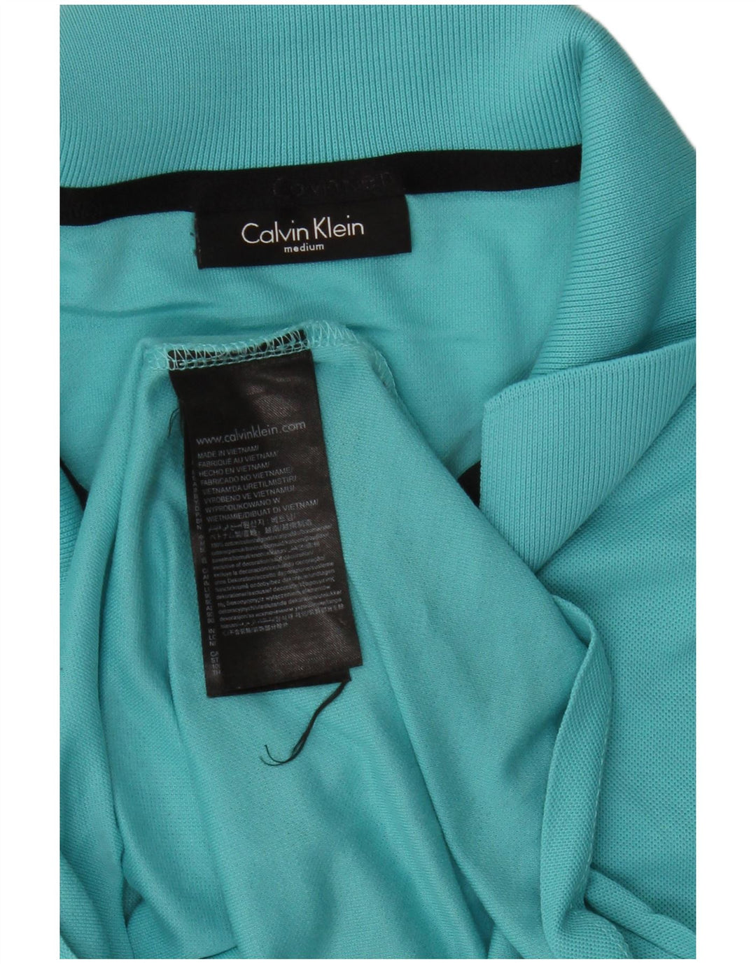 Cămașă polo Calvin Klein pentru bărbați, bumbac albastru mediu