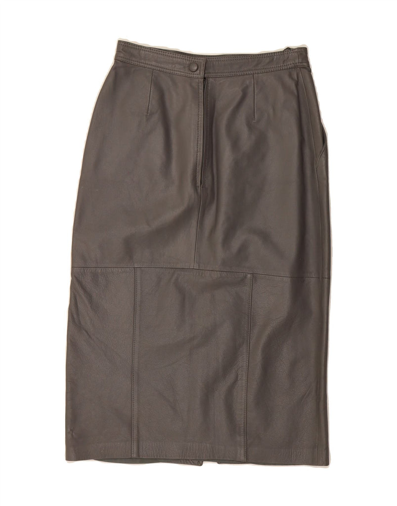 VINTAGE Womens Leather Skirt EU 38 Medium W28 Grey Leather Vintage Vintage and Second-Hand Vintage from Messina Hembry 