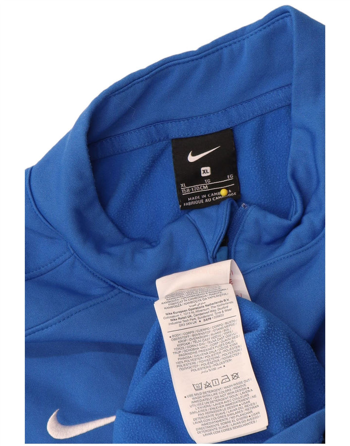 Top de trening Nike pentru băieți, cu grafic, cu fermoar, cu gât, 13-14 ani, XL, albastru
