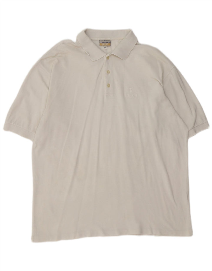 TRUSSARDI Tricou Polo XL Bumbac Alb