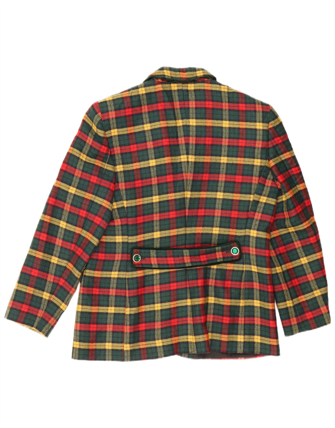 Jachetă Blazer Superior pentru femei cu 3 nasturi IT 46 Lână virgină cu carouri mari, verde