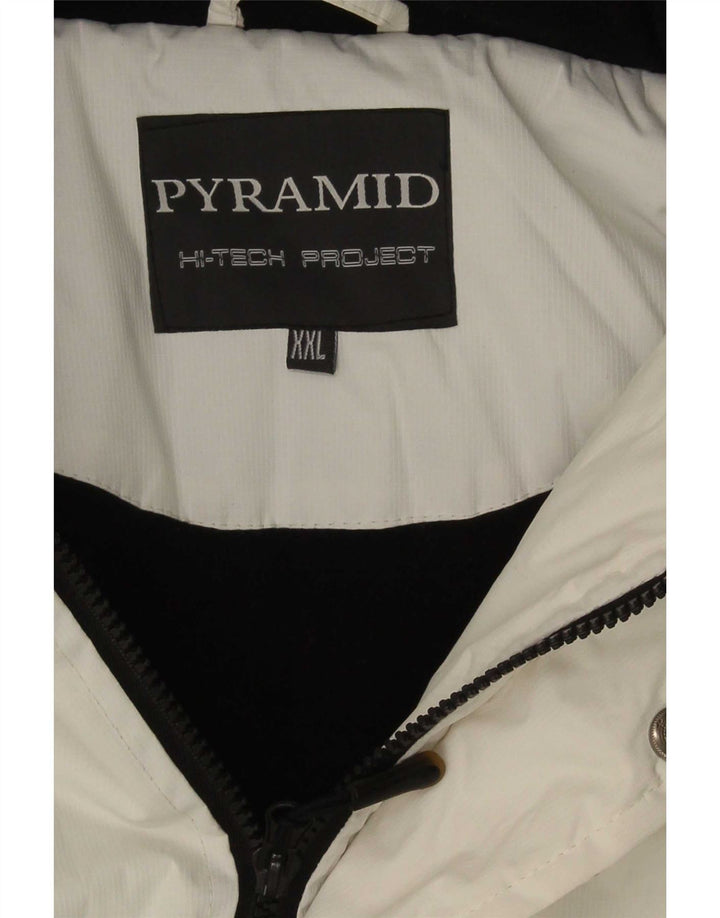 Jachetă de schi cu glugă pentru bărbați Pyramid UK 44 2XL Alb Colorblock