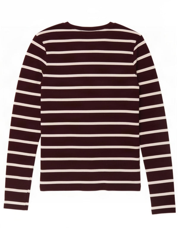 Bluză pentru femei Ralph Lauren cu mânecă lungă UK 12 Medium Burgundy, bumbac cu dungi