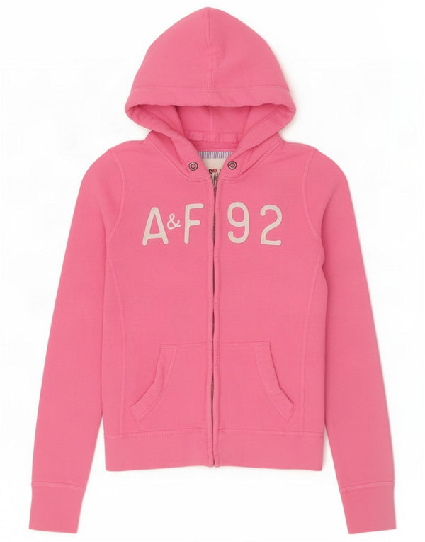 Abercrombie & Fitch Pulover cu capotă cu fermoar pentru femei UK 10 Small Pink
